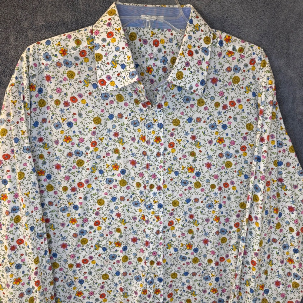 Bugatchi Uomo Mens XL Floral Button Down Shirt Shaped Fit Long Sleeve Multi